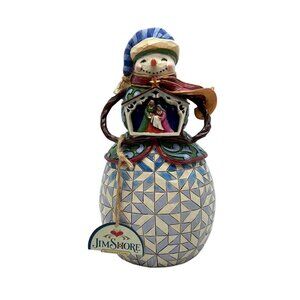 Jim Shore Nativity Snowman Figurine Patchwork Design Resin 9.25" Tall